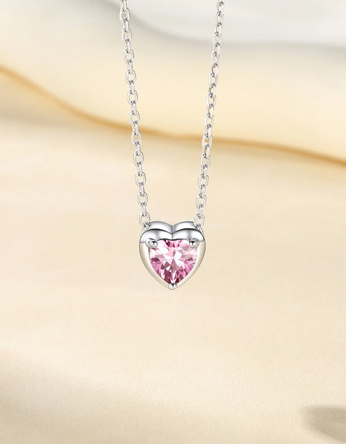 Load image into Gallery viewer, Women 925 Sterling Silver Birthstone Love Heart Necklace, Birthday Valentines Gift
