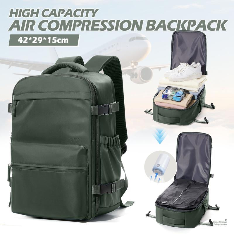 Professional Vacuum Travel Backpack with Integrated Pump for Women and Men, Flight-Approved Dimensions 18x14x8 Inches, Waterproof Compression Bag for Laptops and Leisure Activities