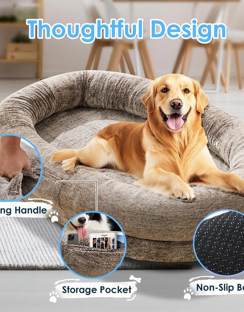 Load image into Gallery viewer, XL Orthopedic Faux Fur Dog Bed for Adults and Pets | Cozy Lounger with Pillow and Blanket | Washable Bedding, Ideal Gift for Pet Enthusiasts
