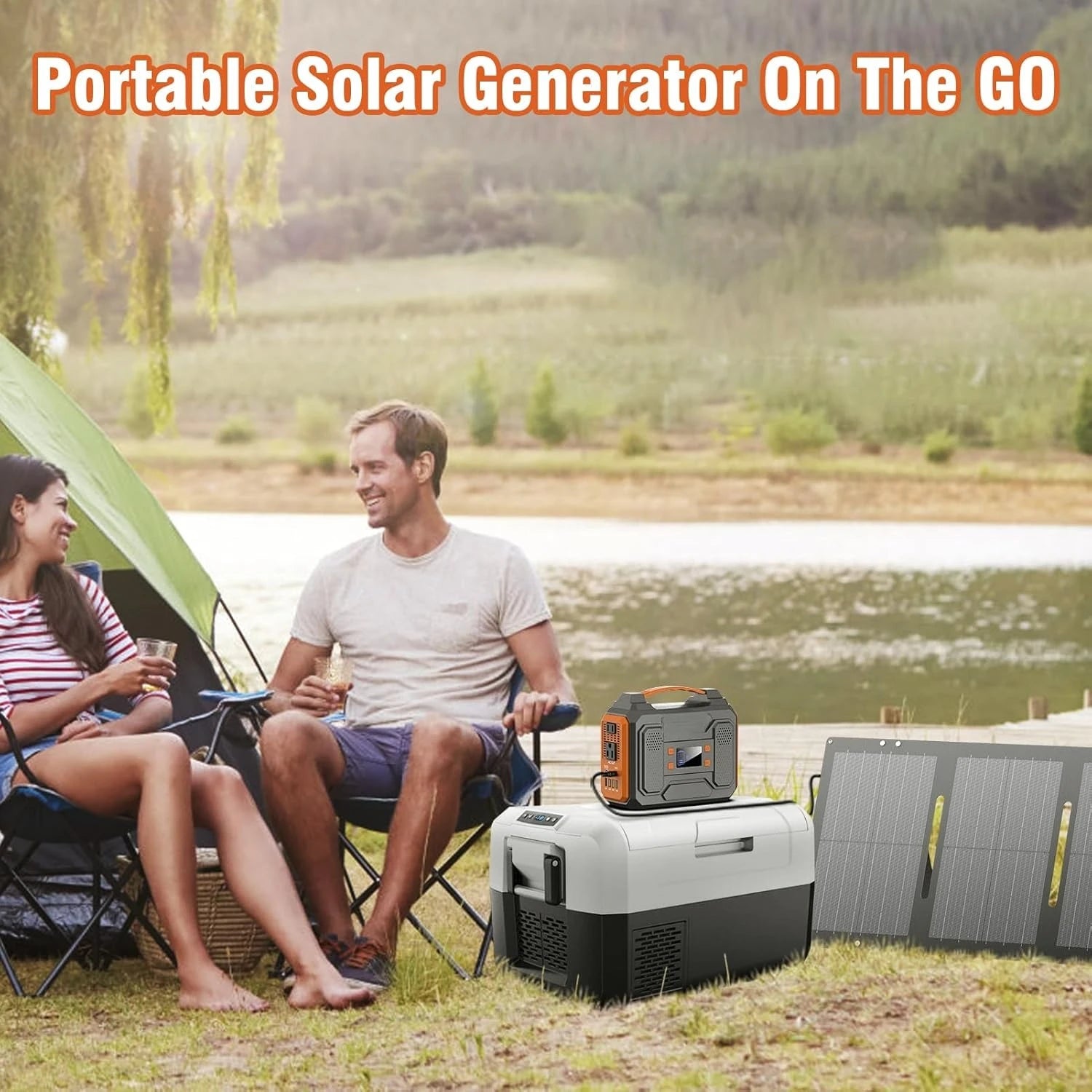 300W Portable Solar Generator with 60W Foldable Solar Panel and 280Wh Pure Sine Wave Power Station