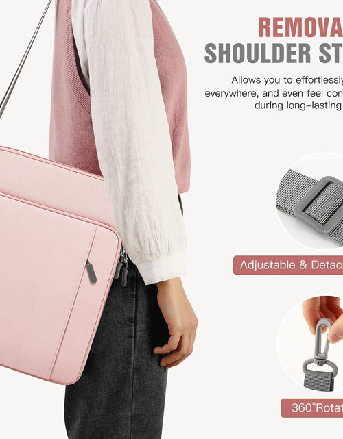 Load image into Gallery viewer, 13.3-14 Inch Laptop Sleeve Case Carrying Bag with Pockets for Surface Pro 9/8/X, Macbook Air 2022-2018, Macbook Pro M2 14&quot; /13&quot; M2/M1 Pro/M1 Max 14.2 2023-2021, Galaxy Tab S9+/S8+ 12.4&quot;,Pink
