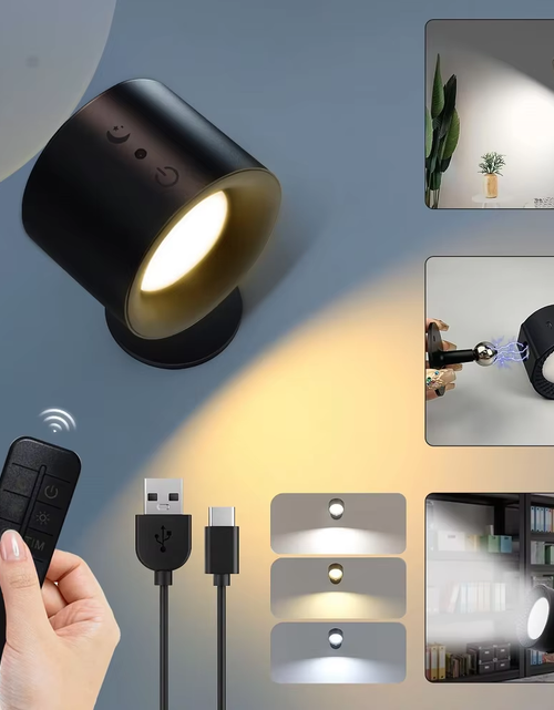 Load image into Gallery viewer, LED Wall Sconces Light Touch Control Double Head Wall Lamp 360 Rotatable 3Colors Wall Lights Wireless Night Lights for Bedroom
