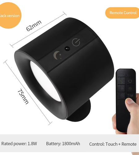 LED Wall Sconces Light Touch Control Double Head Wall Lamp 360 Rotatable 3Colors Wall Lights Wireless Night Lights for Bedroom