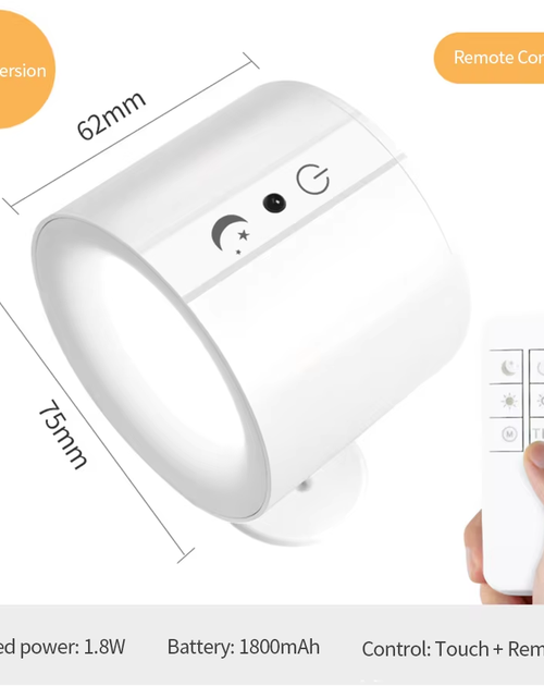 Load image into Gallery viewer, LED Wall Sconces Light Touch Control Double Head Wall Lamp 360 Rotatable 3Colors Wall Lights Wireless Night Lights for Bedroom
