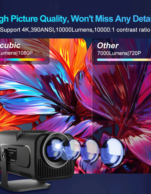 Load image into Gallery viewer, HY320 4K HD Projector with Android 11, WiFi 6, Allwinner H713, 390 ANSI Lumens, Bluetooth 5.0, 1920x1080P, Upgraded Portable Outdoor Model
