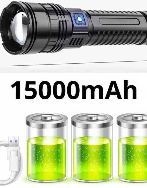 Load image into Gallery viewer, 1000W Rechargeable Emergency Spotlight with 9km Range and 990,000,000 Lumens - High-Performance Tactical LED Flashlight with 15,000mAh Battery
