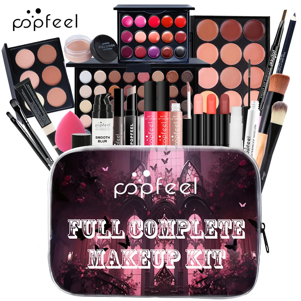 Comprehensive Makeup Set for Women and Girls, Featuring Eyeshadows, Lipsticks, Eyeliner, and Face Essentials for Effortless Glamour.