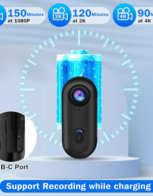 Load image into Gallery viewer, Pocket 4K Mini Camera Magnetic Wearable Cam with Waterproof Shell Wifi Bike Camera Friendly for Casual Cycling Vlog Home Use
