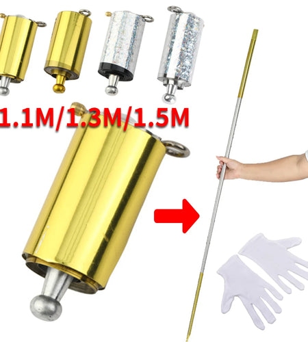 150Cm Length Appearing Cane Portable Pocket Magic Staff Steel Magic Trick Wand Telescopic Sticks Professional Funny Trick Prop