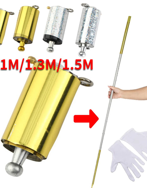 Load image into Gallery viewer, 150Cm Length Appearing Cane Portable Pocket Magic Staff Steel Magic Trick Wand Telescopic Sticks Professional Funny Trick Prop
