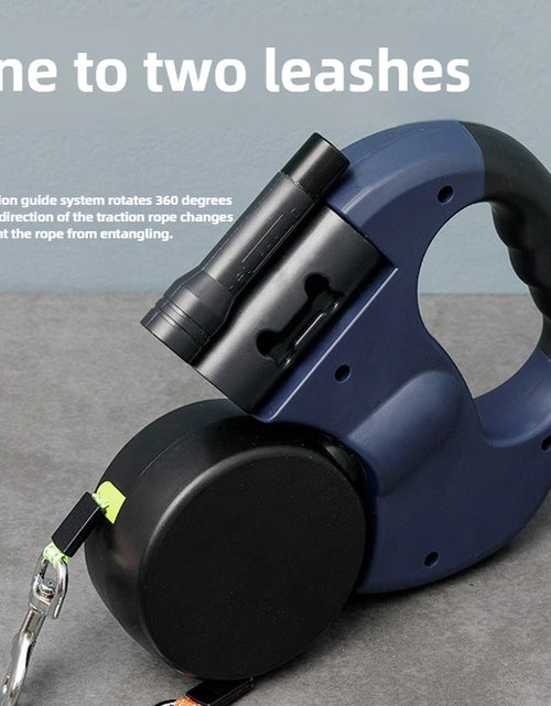 Load image into Gallery viewer, Premium 3M Retractable Double Dog Leash for Small Dogs Reflective 360 Swivel No Tangle Walking Pet Lead with LED Lights
