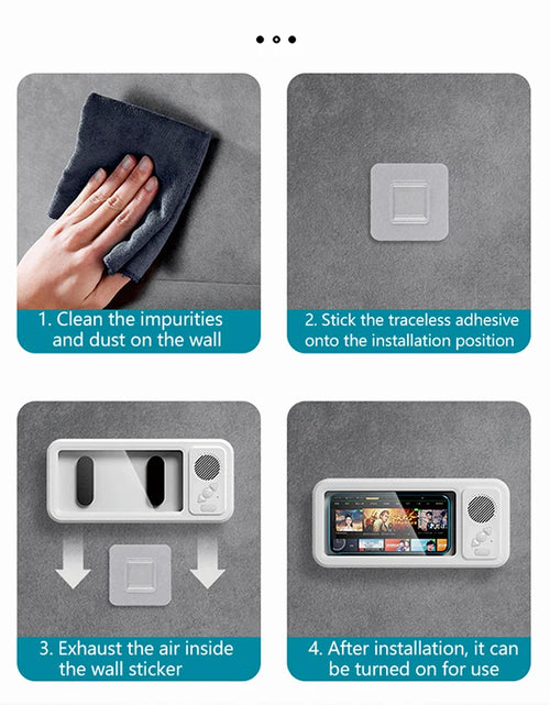 Load image into Gallery viewer, Waterproof Bathroom Phone Case with Bluetooth Speaker and Wall Mount Holder - Anti-Fog Design for Shower and Kitchen Use
