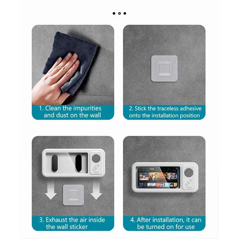 Waterproof Bathroom Phone Case with Bluetooth Speaker and Wall Mount Holder - Anti-Fog Design for Shower and Kitchen Use