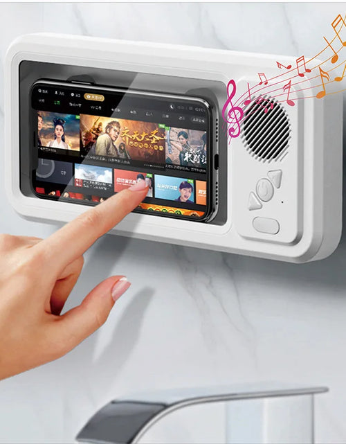 Load image into Gallery viewer, Waterproof Bathroom Phone Case with Bluetooth Speaker and Wall Mount Holder - Anti-Fog Design for Shower and Kitchen Use
