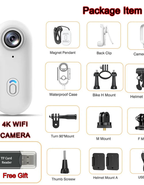 Load image into Gallery viewer, Pocket 4K Mini Camera Magnetic Wearable Cam with Waterproof Shell Wifi Bike Camera Friendly for Casual Cycling Vlog Home Use
