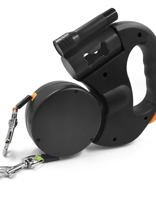 Load image into Gallery viewer, Premium 3M Retractable Double Dog Leash for Small Dogs Reflective 360 Swivel No Tangle Walking Pet Lead with LED Lights
