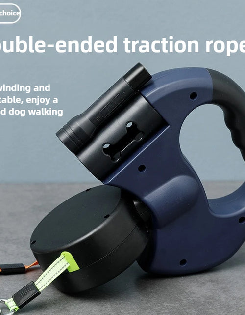 Load image into Gallery viewer, Premium 3M Retractable Double Dog Leash for Small Dogs Reflective 360 Swivel No Tangle Walking Pet Lead with LED Lights
