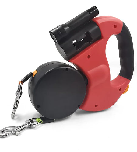 Premium 3M Retractable Double Dog Leash for Small Dogs Reflective 360 Swivel No Tangle Walking Pet Lead with LED Lights