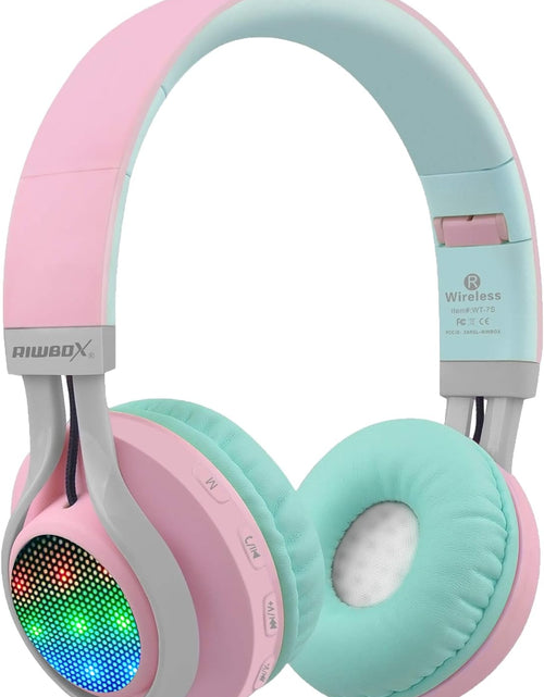 Load image into Gallery viewer, WT-7S Bluetooth Headphones Light Up, Foldable Stero Wireless Headset with Microphone and Volume Control for Pc/Cell Phones/Tv/Ipad (Pink Green)
