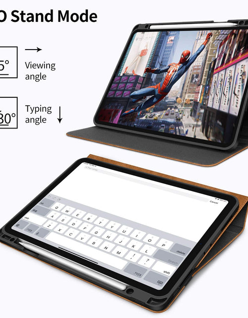 Load image into Gallery viewer, HOLIMET Ipad Pro 12.9 Case 2022 6Th/5Th/4Th/3Rd Generation Case 2021 2020 2018 with Pencil Holder Pocket Strap Folio Stand Cover Soft TPU Back Shockproof, Auto Sleep/Wake,Vegan Leather
