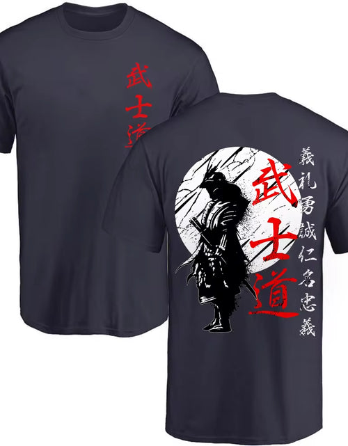 Load image into Gallery viewer, Japan Samurai Spirit T Shirts for Men Japanese Style Back Print Loose Oversized 100% Cotton Tops T-Shirt Bushido Male Gifts Tee
