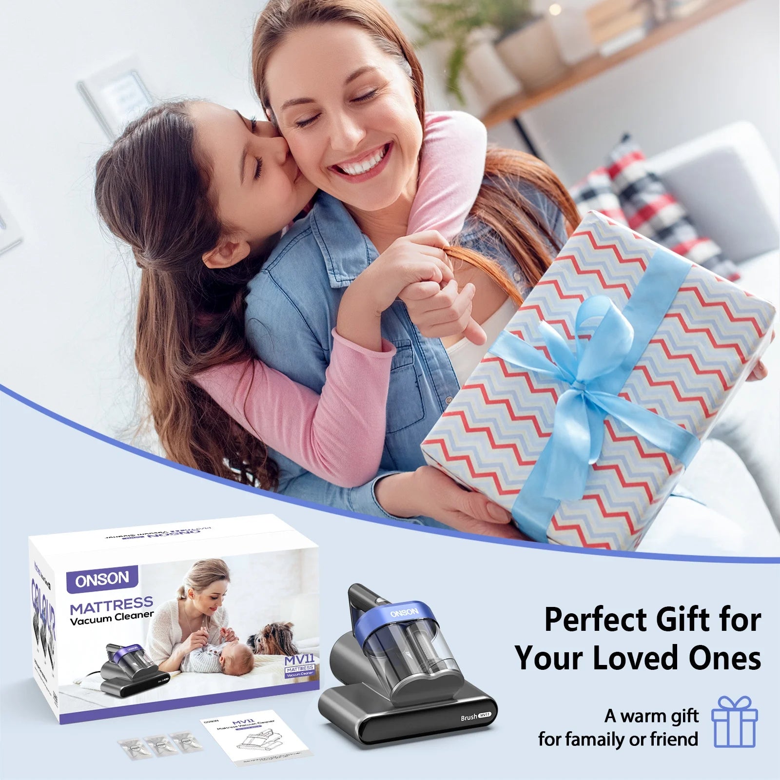 16Kpa Handheld Mattress Vacuum Cleaner, UV Light for Deep Cleaning Beds & Sofas