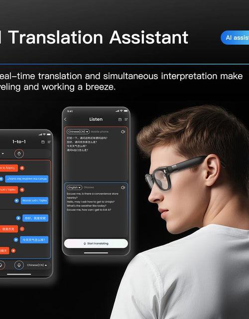 Load image into Gallery viewer, AI Smart Glasses with 1080P HD Camera, Real-Time AI Translation, and Open-Ear Bluetooth Speaker for Men and Women

