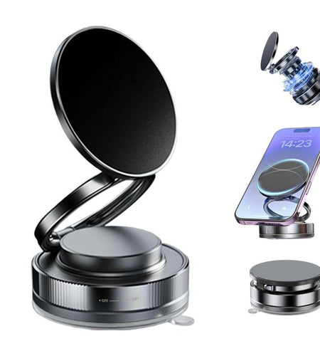 BAILIXIN 360° Adjustable Vacuum Magnetic Phone Mount - Portable and Foldable Stand for All Smartphones, Compatible with Any Car Model and Gym/Bathroom Mirrors