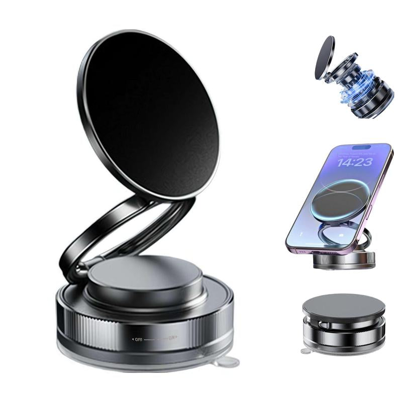 BAILIXIN 360° Adjustable Vacuum Magnetic Phone Mount - Portable and Foldable Stand for All Smartphones, Compatible with Any Car Model and Gym/Bathroom Mirrors