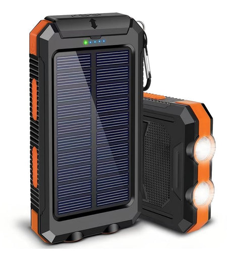 Solar-Powered Portable Charger with Dual USB Output and Flashlight, Wireless Car Charging Capability, Ideal for Travel and Electronic Devices