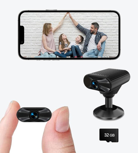 Mini Wi-Fi Surveillance Camera with Strong Magnet: 2K HD Resolution, Night Vision, 2-Hour Battery Life/USB Power, 32GB Memory Card, Compatible with iOS/Android App