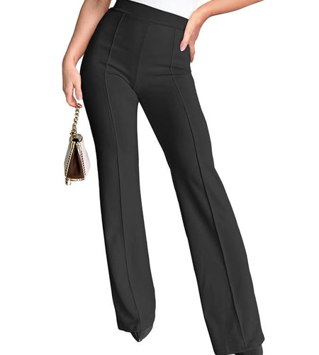 Agenlulu Women's Wide Leg Dress Pants - Elastic High Waist Straight Leg Business Casual Office Slacks