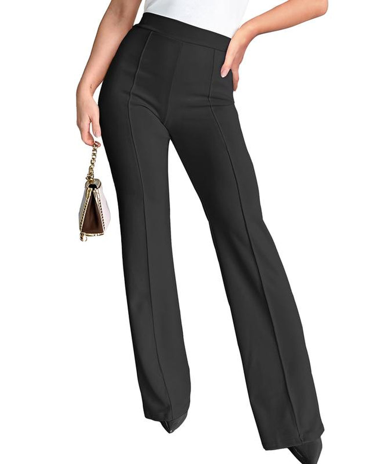 Agenlulu Women's Wide Leg Dress Pants - Elastic High Waist Straight Leg Business Casual Office Slacks