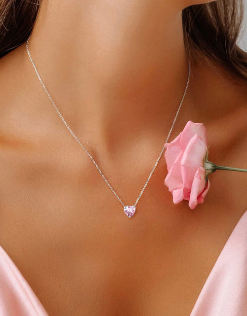 Load image into Gallery viewer, Women 925 Sterling Silver Birthstone Love Heart Necklace, Birthday Valentines Gift
