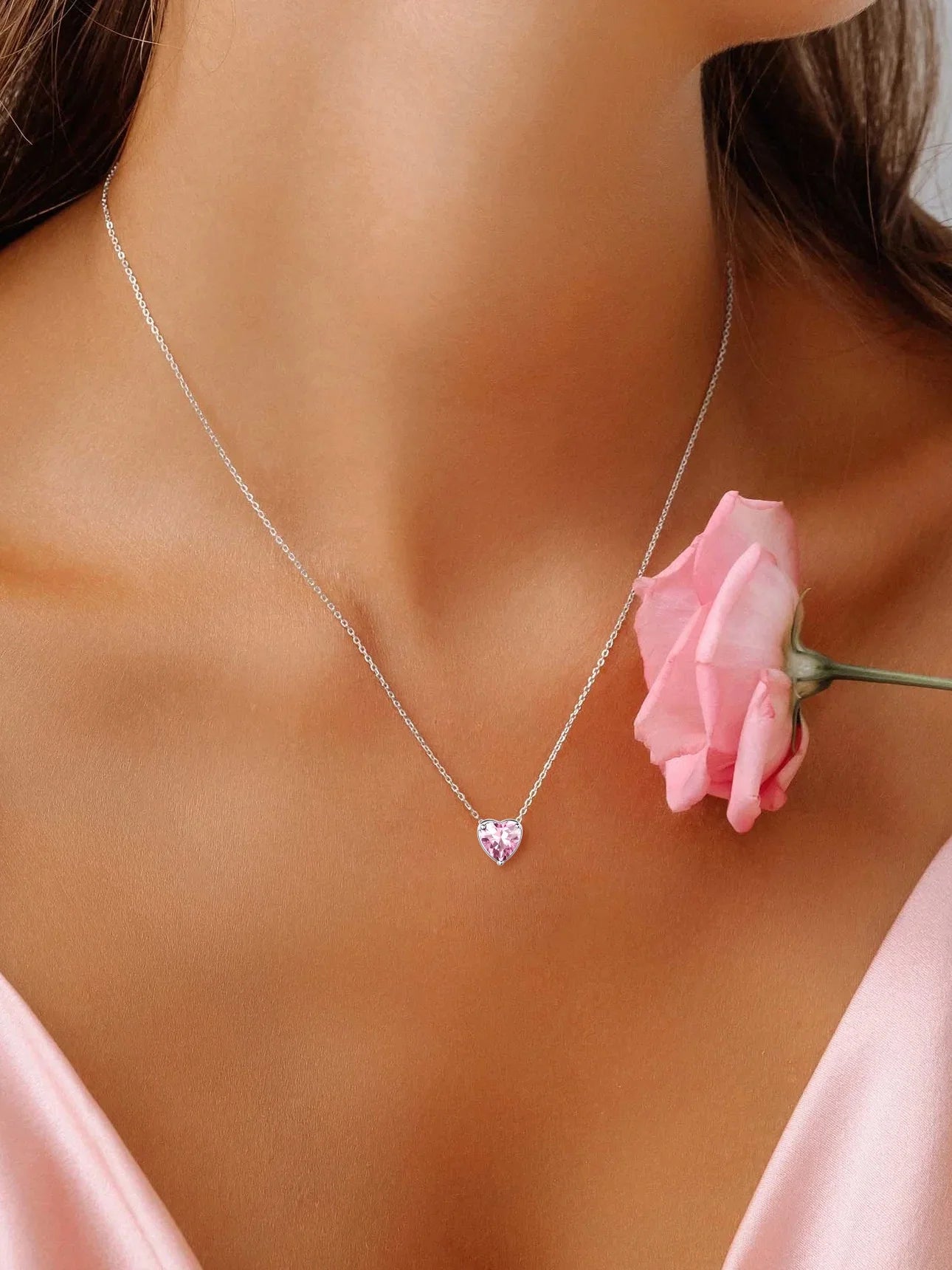 Women 925 Sterling Silver Birthstone Love Heart Necklace, Birthday Valentines Gift