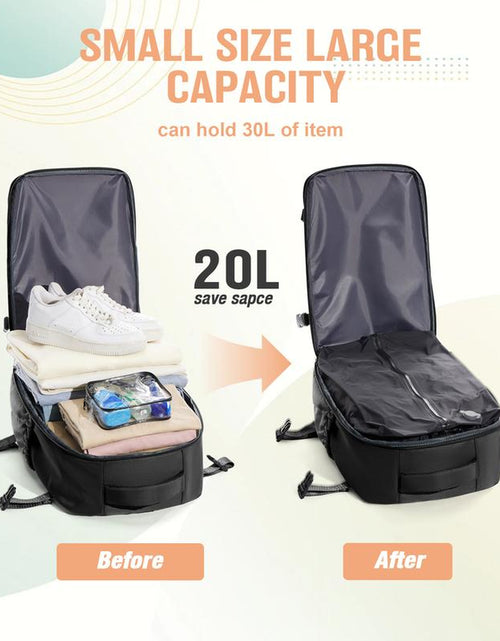 Load image into Gallery viewer, Professional Vacuum Travel Backpack with Integrated Pump for Women and Men, Flight-Approved Dimensions 18x14x8 Inches, Waterproof Compression Bag for Laptops and Leisure Activities
