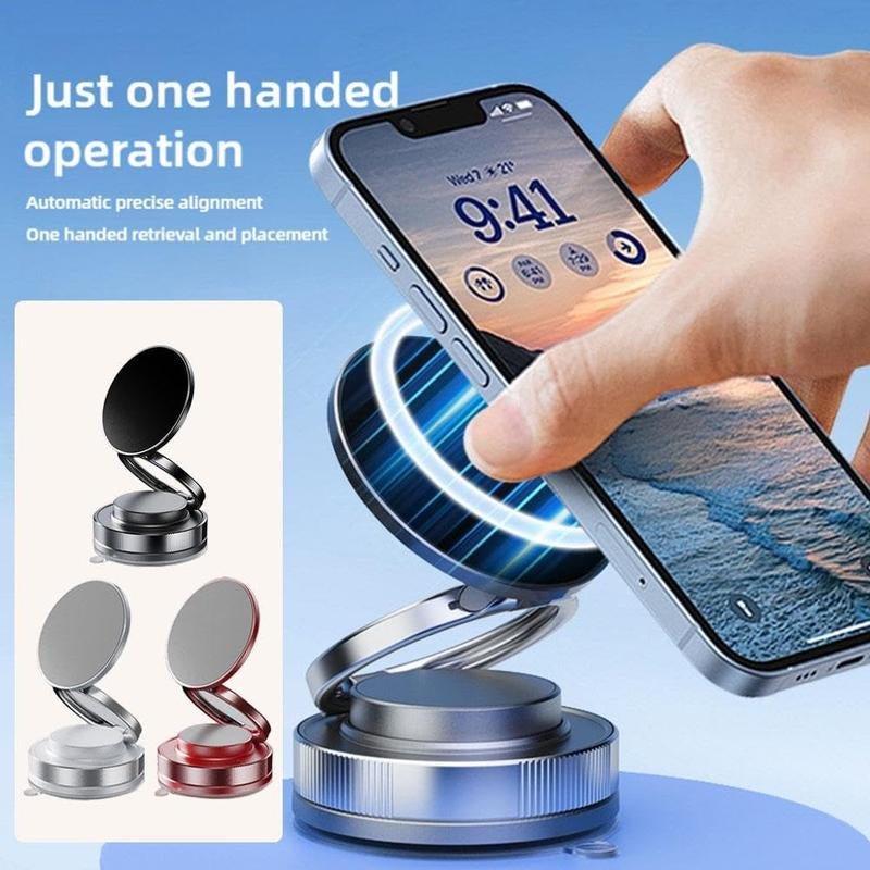 BAILIXIN 360° Adjustable Vacuum Magnetic Phone Mount - Portable and Foldable Stand for All Smartphones, Compatible with Any Car Model and Gym/Bathroom Mirrors