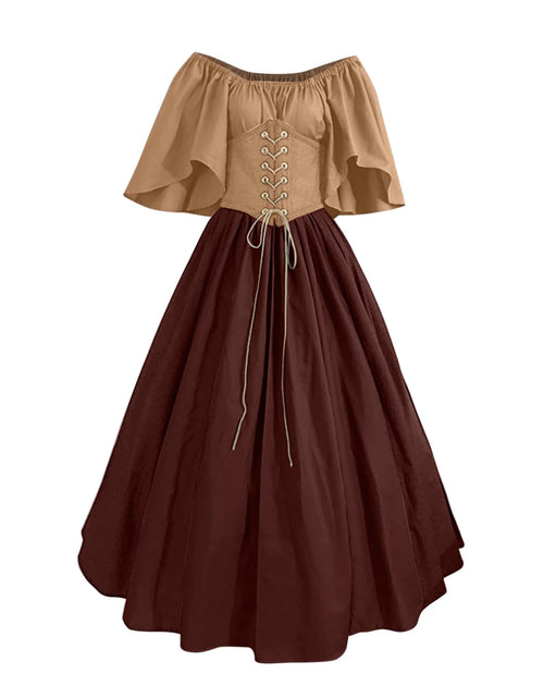 Load image into Gallery viewer, Womens Renaissance Faire Dresses Medieval Irish Traditional plus Size Dresses Ruffle over Dress Corset Retro Cosplay Gown Clothing
