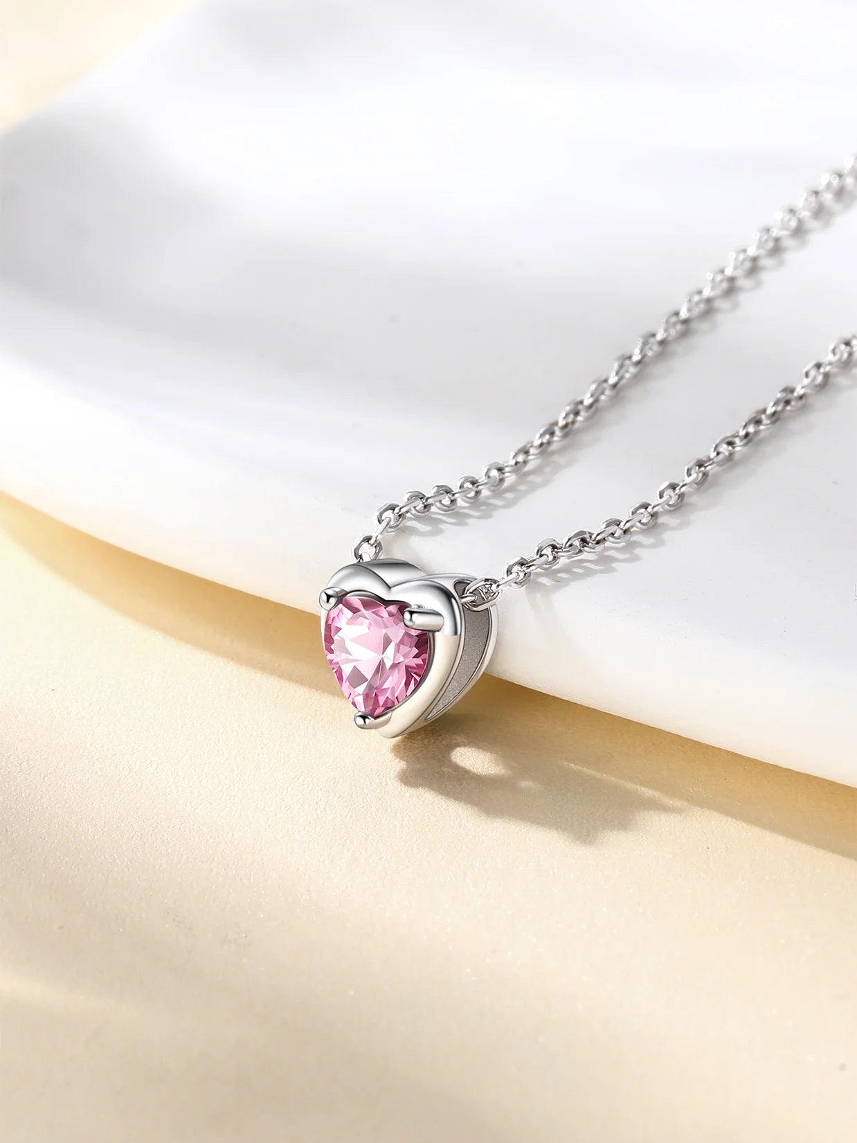 Women 925 Sterling Silver Birthstone Love Heart Necklace, Birthday Valentines Gift