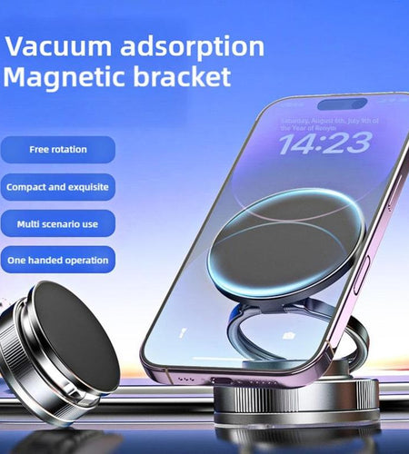BAILIXIN 360° Adjustable Vacuum Magnetic Phone Mount - Portable and Foldable Stand for All Smartphones, Compatible with Any Car Model and Gym/Bathroom Mirrors