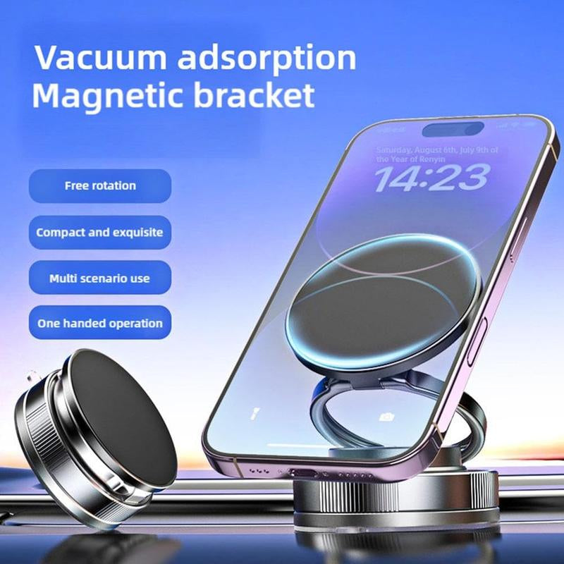 BAILIXIN 360° Adjustable Vacuum Magnetic Phone Mount - Portable and Foldable Stand for All Smartphones, Compatible with Any Car Model and Gym/Bathroom Mirrors
