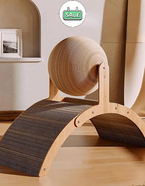 Load image into Gallery viewer, Arch Bridge Ball Design Cat Scratching Board - Durable Wood Stand with Sisal Rope Ball Scratcher Toy for Cats, Wear-Resistant Pet Supplies
