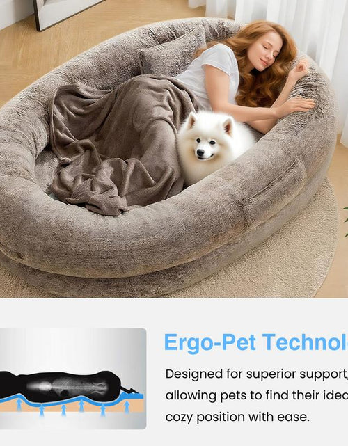 Load image into Gallery viewer, XL Orthopedic Faux Fur Dog Bed for Adults and Pets | Cozy Lounger with Pillow and Blanket | Washable Bedding, Ideal Gift for Pet Enthusiasts
