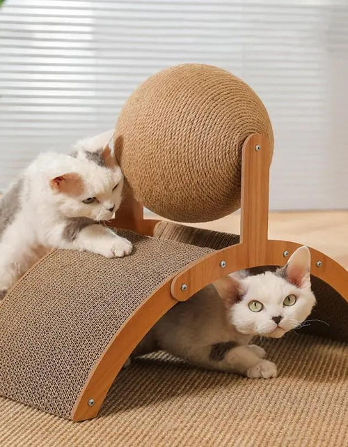 Load image into Gallery viewer, Arch Bridge Ball Design Cat Scratching Board - Durable Wood Stand with Sisal Rope Ball Scratcher Toy for Cats, Wear-Resistant Pet Supplies
