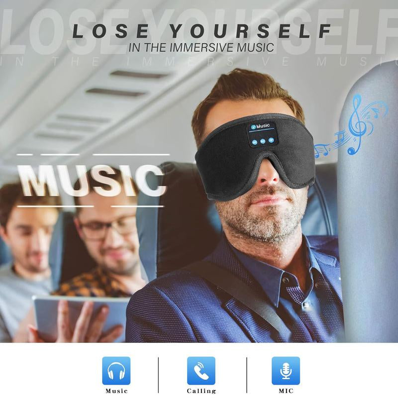 HITOZON Wireless Sleep Headphones and 3D Eye Mask with Ultra-Thin HD Stereo Speakers for Enhanced Comfort During Sleep, Workouts, and Travel - Bluetooth Compatible, Unisex, Ideal for Meditation and Insomnia Relief