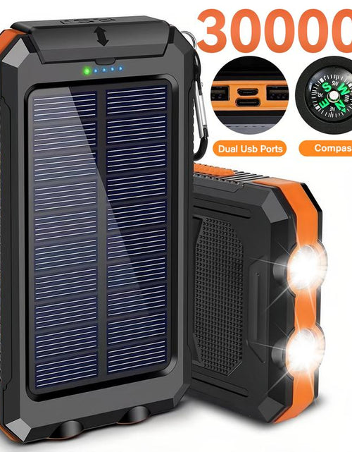 Load image into Gallery viewer, Solar-Powered Portable Charger with Dual USB Output and Flashlight, Wireless Car Charging Capability, Ideal for Travel and Electronic Devices
