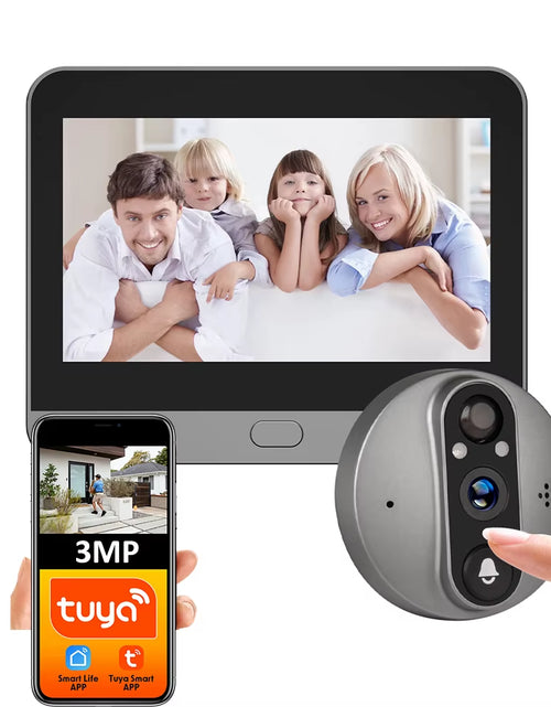 Load image into Gallery viewer, 3MP Smart Life Tuya 1080P Wi-Fi Doorbell Eye Peephole Camera with 5000mAh Battery, PIR Motion Detection, IR Night Vision, Alexa and Google Assistant Compatible
