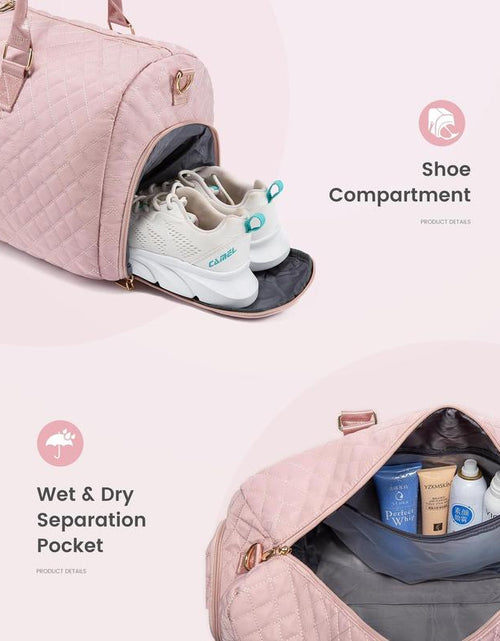 Load image into Gallery viewer, Women&#39;s Travel Duffle Bag with Toiletry Compartment, Overnight Shoe Storage, and Wet Pocket - Ideal for Gym, Weekend Getaways, and Labor &amp; Delivery
