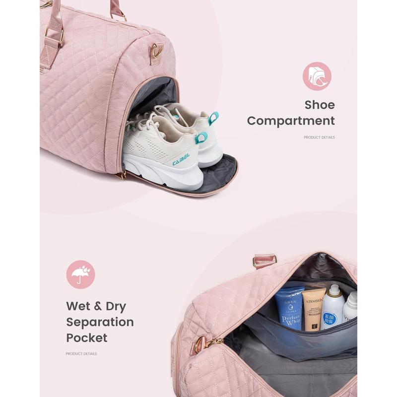 Women's Travel Duffle Bag with Toiletry Compartment, Overnight Shoe Storage, and Wet Pocket - Ideal for Gym, Weekend Getaways, and Labor & Delivery
