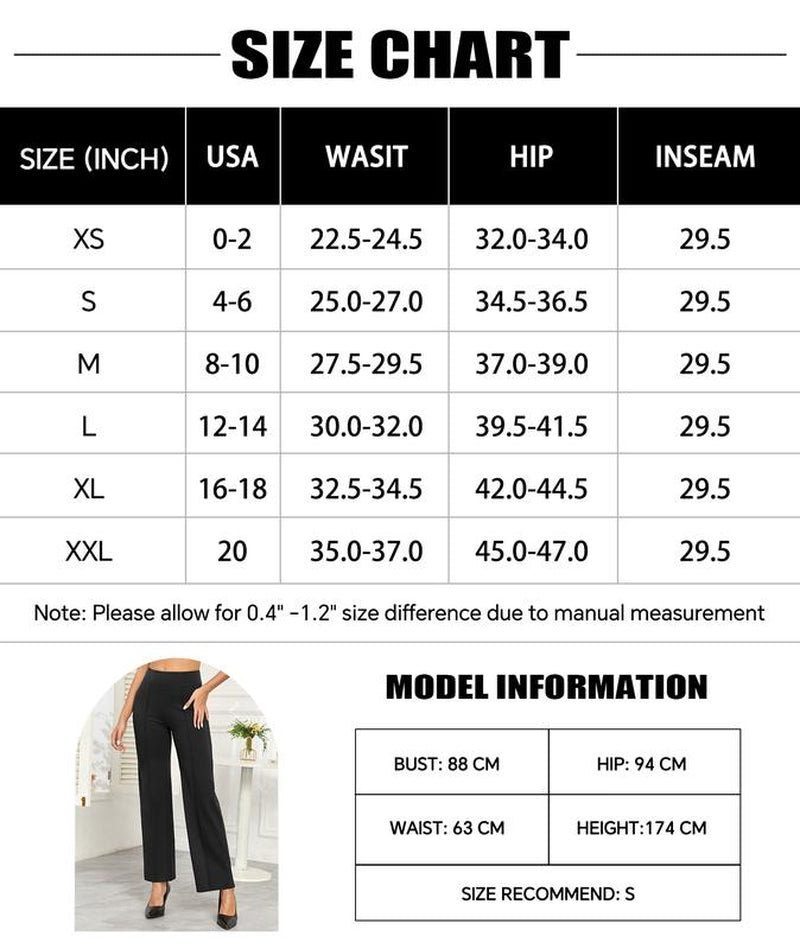 Agenlulu Women's Wide Leg Dress Pants - Elastic High Waist Straight Leg Business Casual Office Slacks